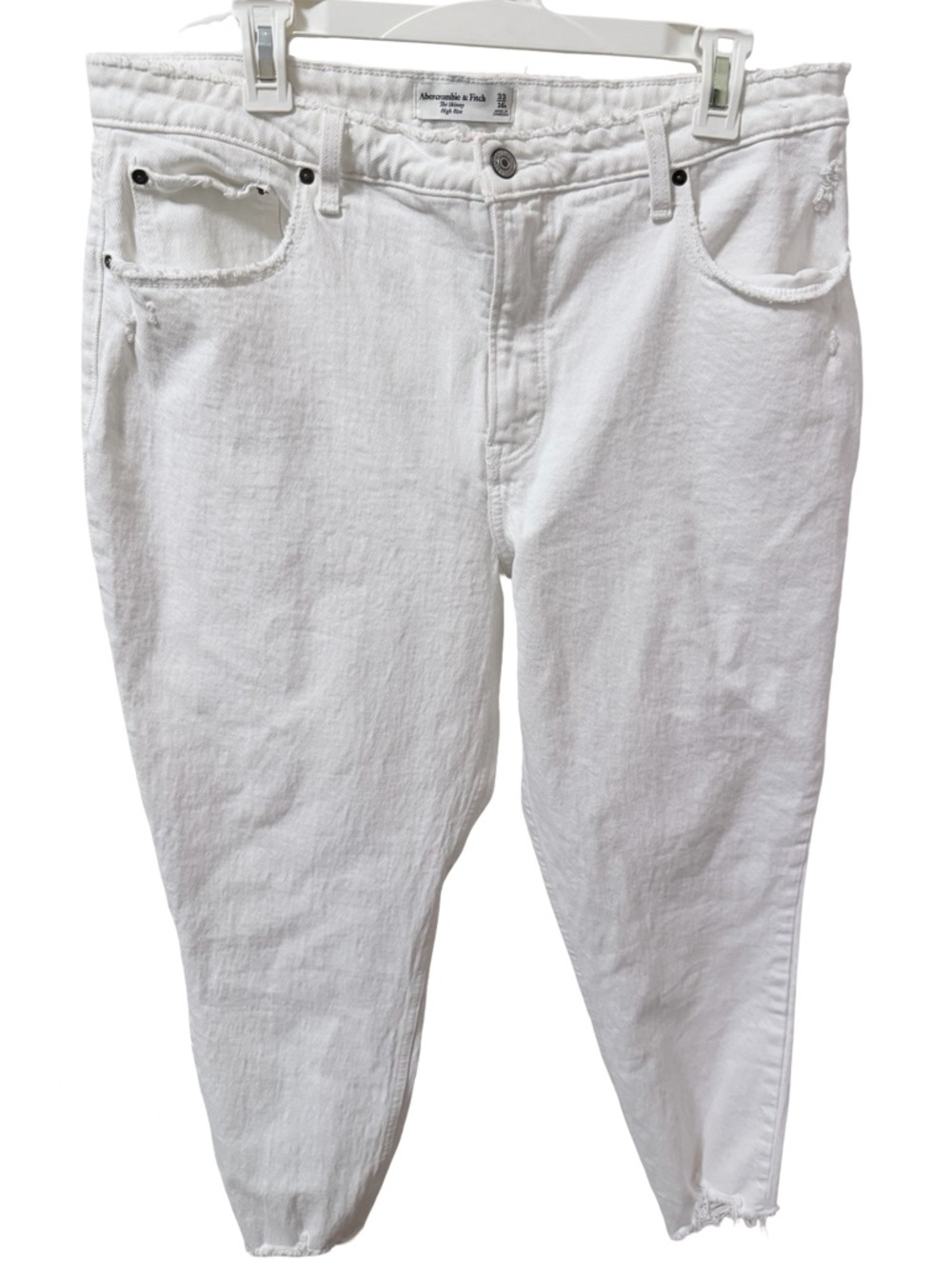 Abercrombie & Fitch White Distressed Denim Jeans Curve Love
